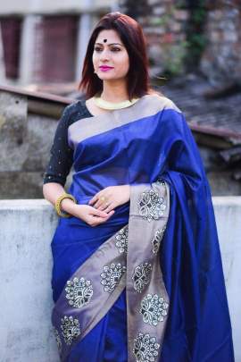 Rutrang Raw Silk weaving Blue
