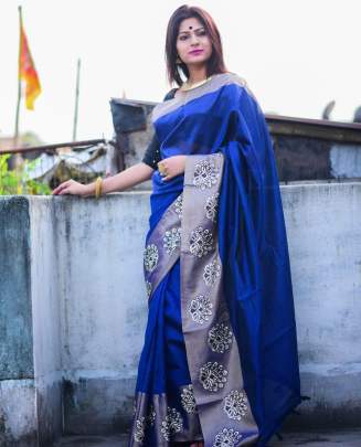 Rutrang Raw Silk weaving Blue