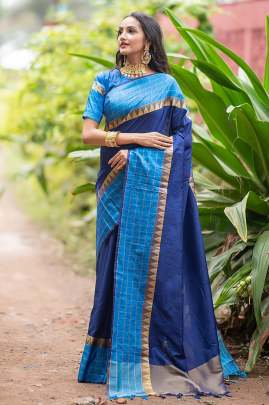 Rutrang Soft Raw Silk Blue