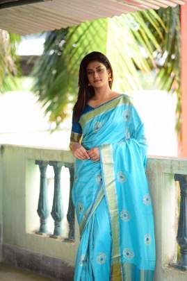 Rutrang Soft Raw Silk Sky Blue