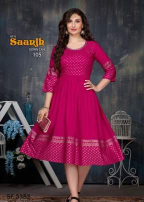 SAANJH  Gold Foil Printed Kurti In 8 Design By Beauty Queen