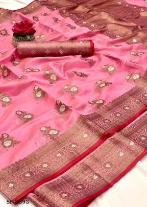 SAMDHAN Organza Saree In Pink Color By Surati Fabric 
