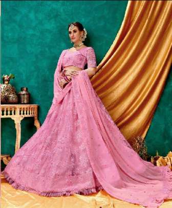 SILK HERITAGE VOL-15 BABY PINK COLOR LUCKNOWI WORK 