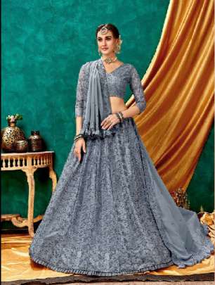 SILK HERITAGE VOL-15 GREY COLOR LUCKNOWI WORK 