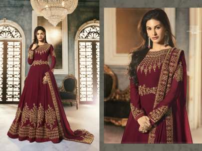 Simer Wine Georgette Cording Work Suit 009054 7