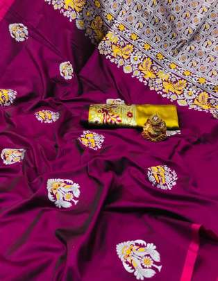 SOFT SILK SAREE WITH ATTRACTIVE GOLD AND SILVER JARI WEAVING WORK WITH MEENA RICH LOOK PALLU