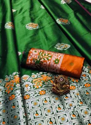 SOFT SILK SAREE WITH ATTRACTIVE GOLD AND SILVER JARI WEAVING WORK WITH MEENA RICH LOOK PALLU