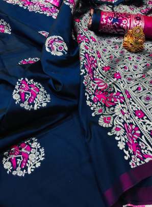 SOFT SILK SAREE WITH ATTRACTIVE GOLD AND SILVER JARI WEAVING WORK WITH MEENA RICH LOOK PALLU