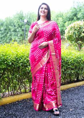SUVARNA 2 Bandhej Silk Saree In Rani Color By Surati Fabric 