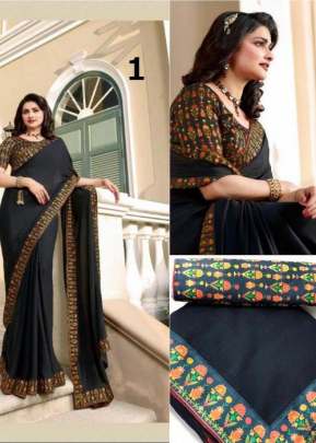 Sanskar Vichitra Silk Black Color Sarees