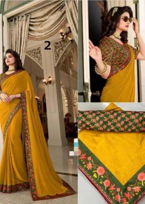 Sanskar Vichitra Silk Lemon Yellow Color Sarees