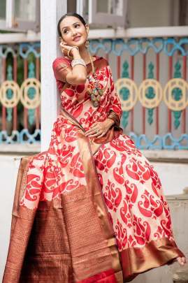 Saundrya Handloom Weaving Silk Peach
