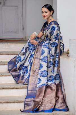 Saundrya Handloom Weaving Silk Royal Blue