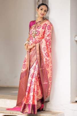 Saundrya Handloom Weaving Silk Rose Pink