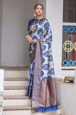 Saundrya Handloom Weaving Silk Royal Blue