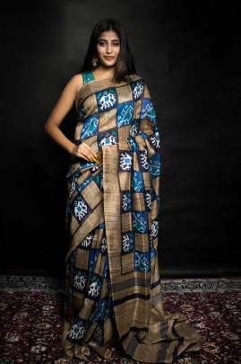 Semi Cotton Silk Blue   Light Blue Colour Saree