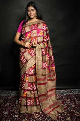 Semi Cotton Silk Pink Colour Saree 