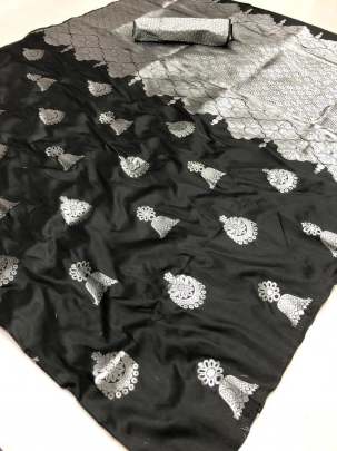 Silver Jumka Zari Black Colour Saree