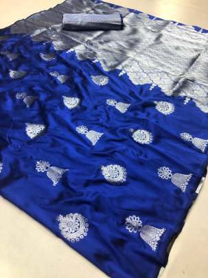 Silver Jumka Zari Blue Colour Saree