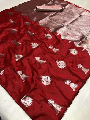 Silver Jumka Zari Red Colour Saree