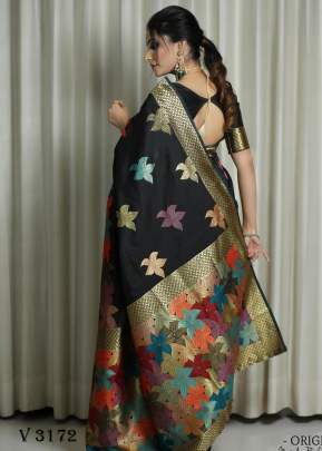 Soft Banarasi Saree In Black Color By Almaari