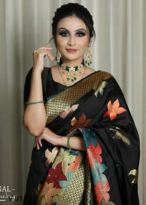 Soft Banarasi Saree In Black Color By Almaari