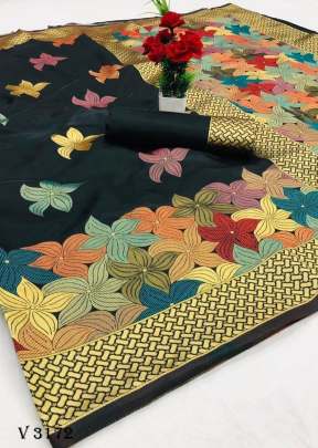 Soft Banarasi Saree In Black Color By Almaari