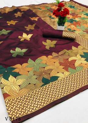 Soft Banarasi Saree In Brown Color By Almaari