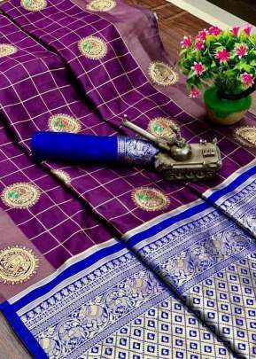 Soft Silk Weaving With Weaving Butta Wine Color Saree