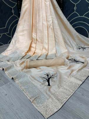  Soft vichitra silk With velvet border and diamond 