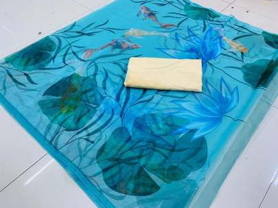 Sumitra Organza Banglory Silk Sky Blue Saree