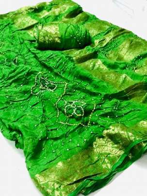 Svayambhu Pure  Bandhani Light Green Saree