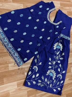 TAPETA SILK    WITH  EMRODERY WORK WITH REAL MIRROR HAND WORK