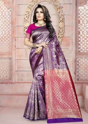 THE KAZO ROOP RANI VOL-14 WEVING SILK PURPLE COLOR SAREE