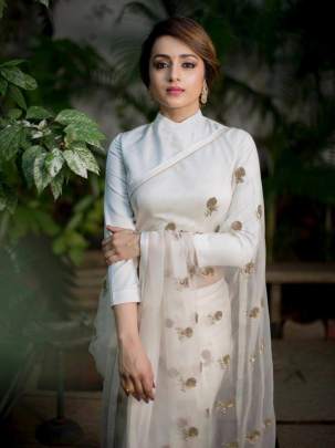 TRISHA KRISHNAN BOLLYWOOD ORGANZA SILK PARTY  WEAR SAREE