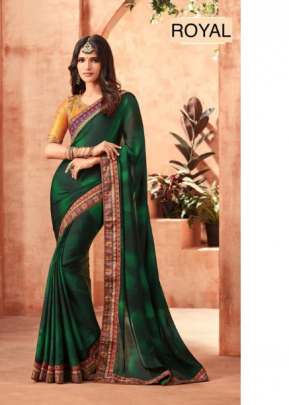 Two Sade Design For Parties In Green Color With Golden Blouse