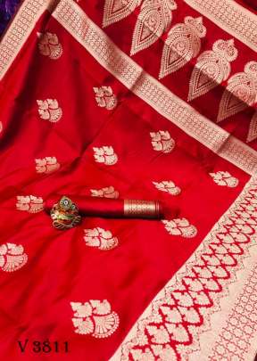 UMANG Banarasi Cotton Silk Saree In Red Color By Surati Fabric 