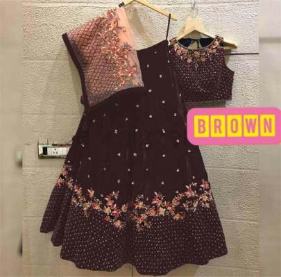 VISCOS VELVET WITH EMBROIDERY  WORK WITH RIVET MOTI WORK LEHNGHA