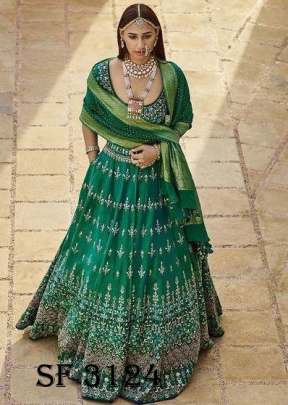 Vaishali Silk Lehenga In Green Color By LNB