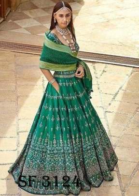 Vaishali Silk Lehenga In Green Color By LNB