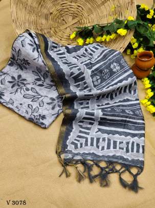 Vandana Designer Mul linen Cotton Grey Color By Rutrang