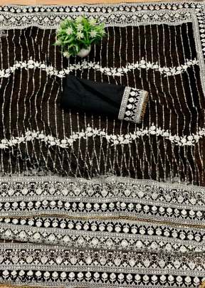 Vatika Pure Soft Net Saree In Black Color By Surati Fabric 