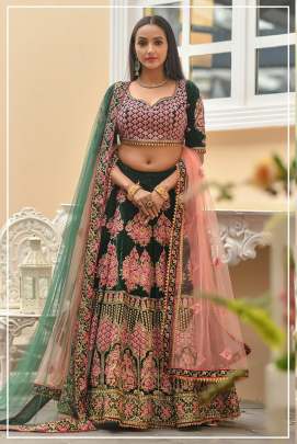 Velvet Multi Colour LehnghaCholi
