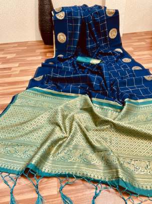  Very Soft And Gold Zari Blue 