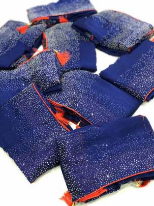 Vichitra Silk Blue and Red Colour Saree