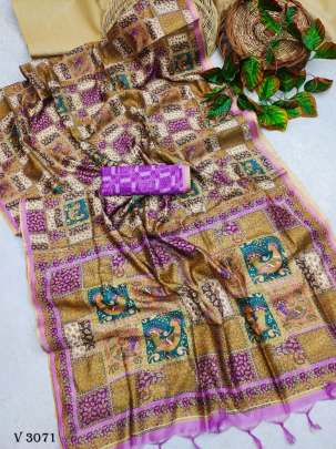 Vidhi Fancy Mul linen cotton Coffee Color