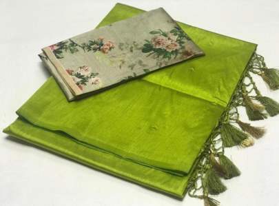 ZOYA SILK Digital printed green saree 
