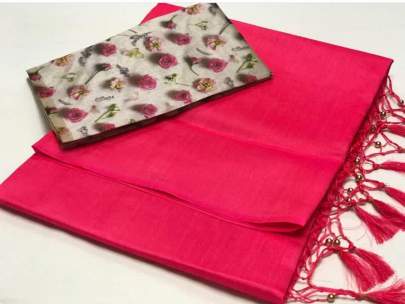 ZOYA SILK Digital printed neon pink saree 
