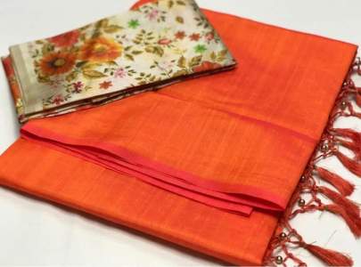ZOYA SILK Digital printed orange saree 