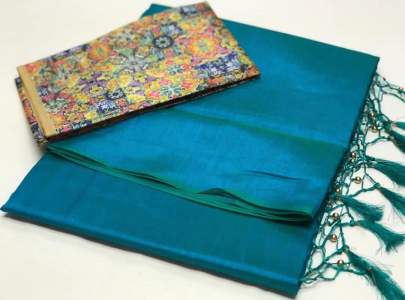 ZOYA SILK Digital printed sky blue saree 